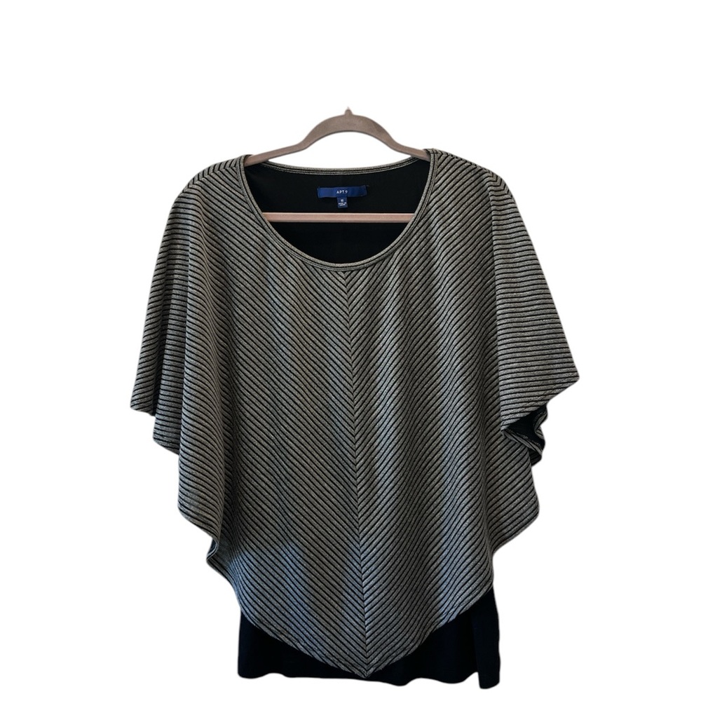 Apt 9 Medium Poncho Tank Shirt Black and Gray